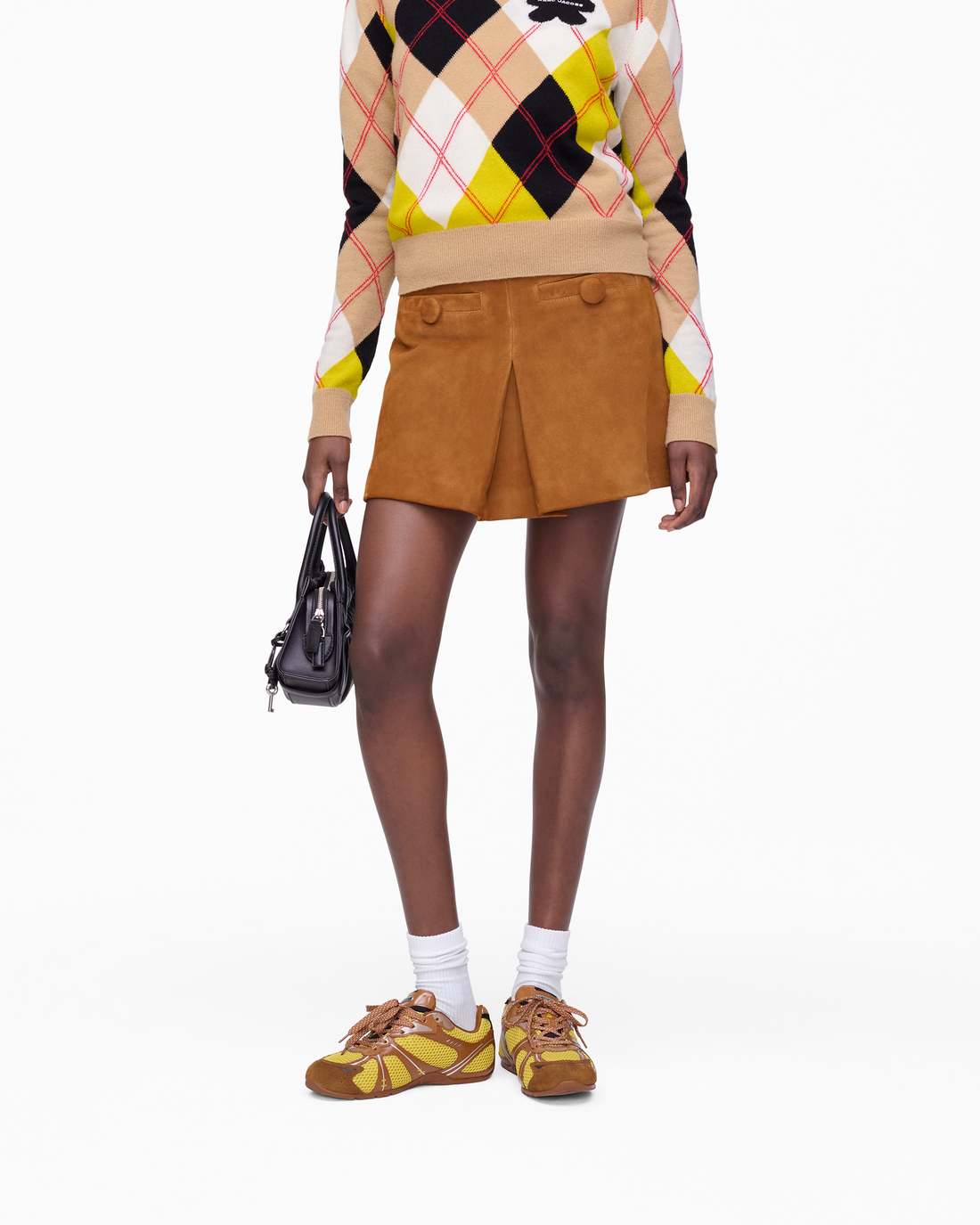 Suede Box Pleat Mini Skirt Copper - Marc Jacobs