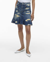 The Rip And Repair Fluted Mini Skirt Punk Indigo - Marc Jacobs