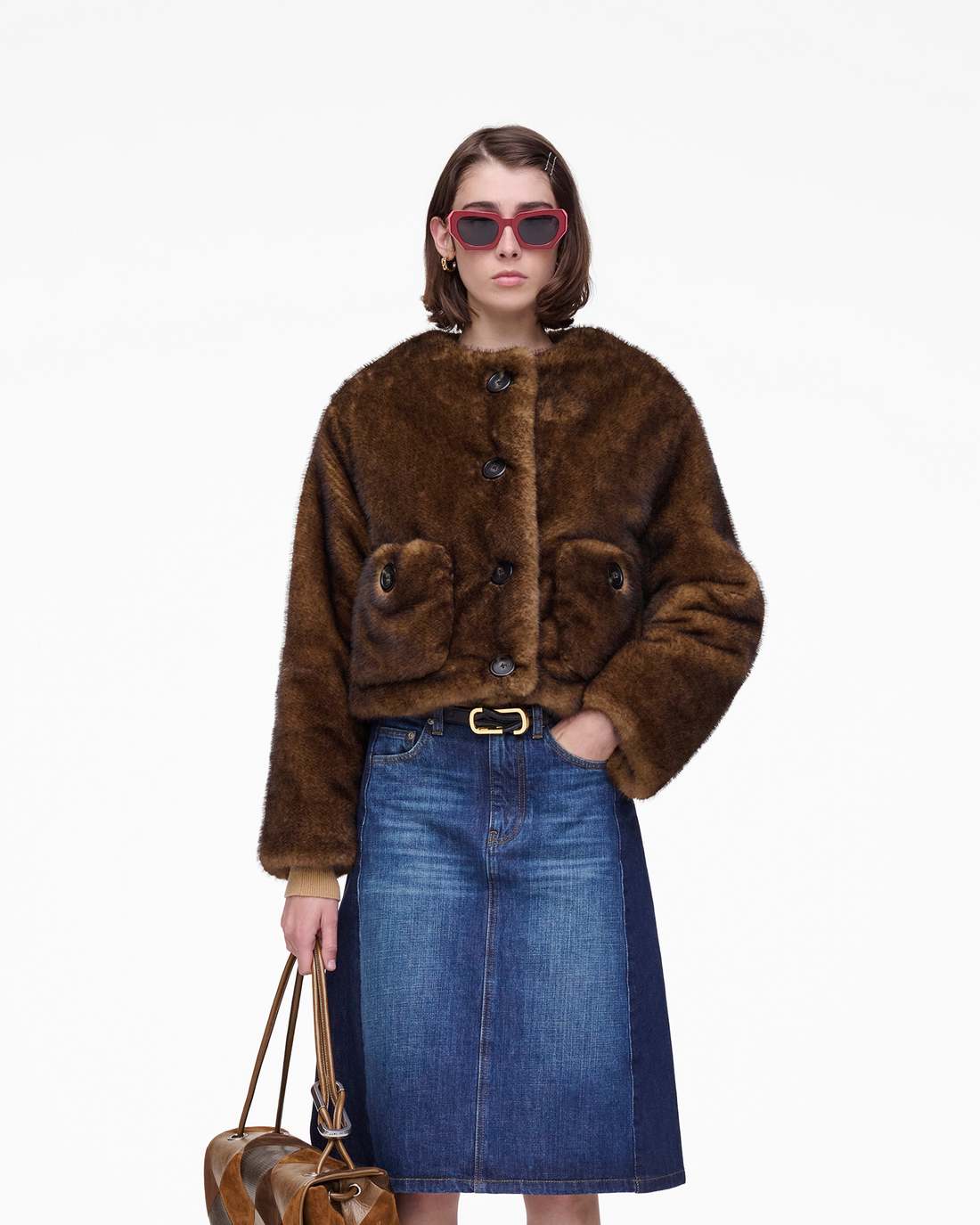 Teddy Cropped Jacket Ebony - Marc Jacobs