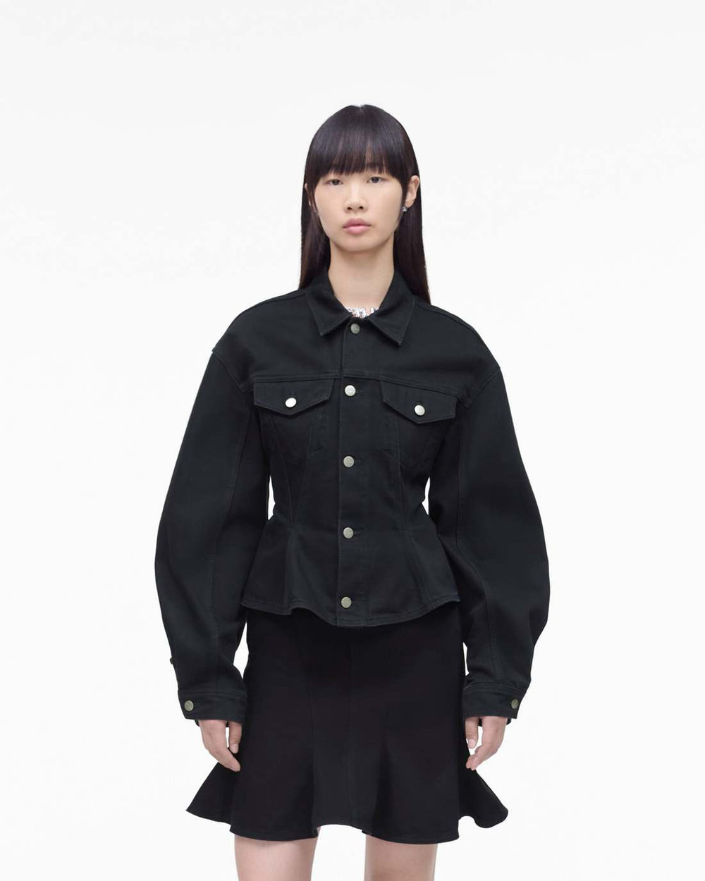 The Fluted Denim Jacket Black - Marc Jacobs