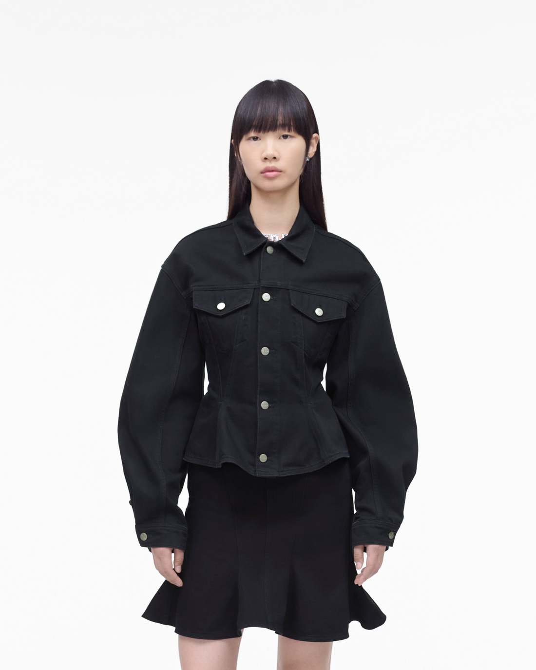 The Fluted Denim Jacket Black - Marc Jacobs