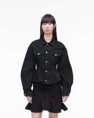 The Fluted Denim Jacket Black - Marc Jacobs