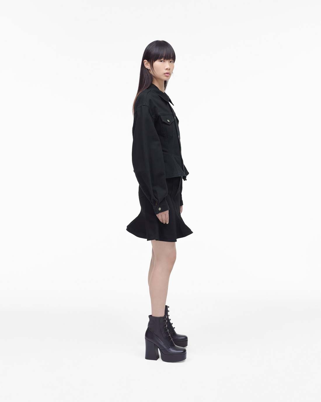 The Fluted Denim Jacket Black - Marc Jacobs