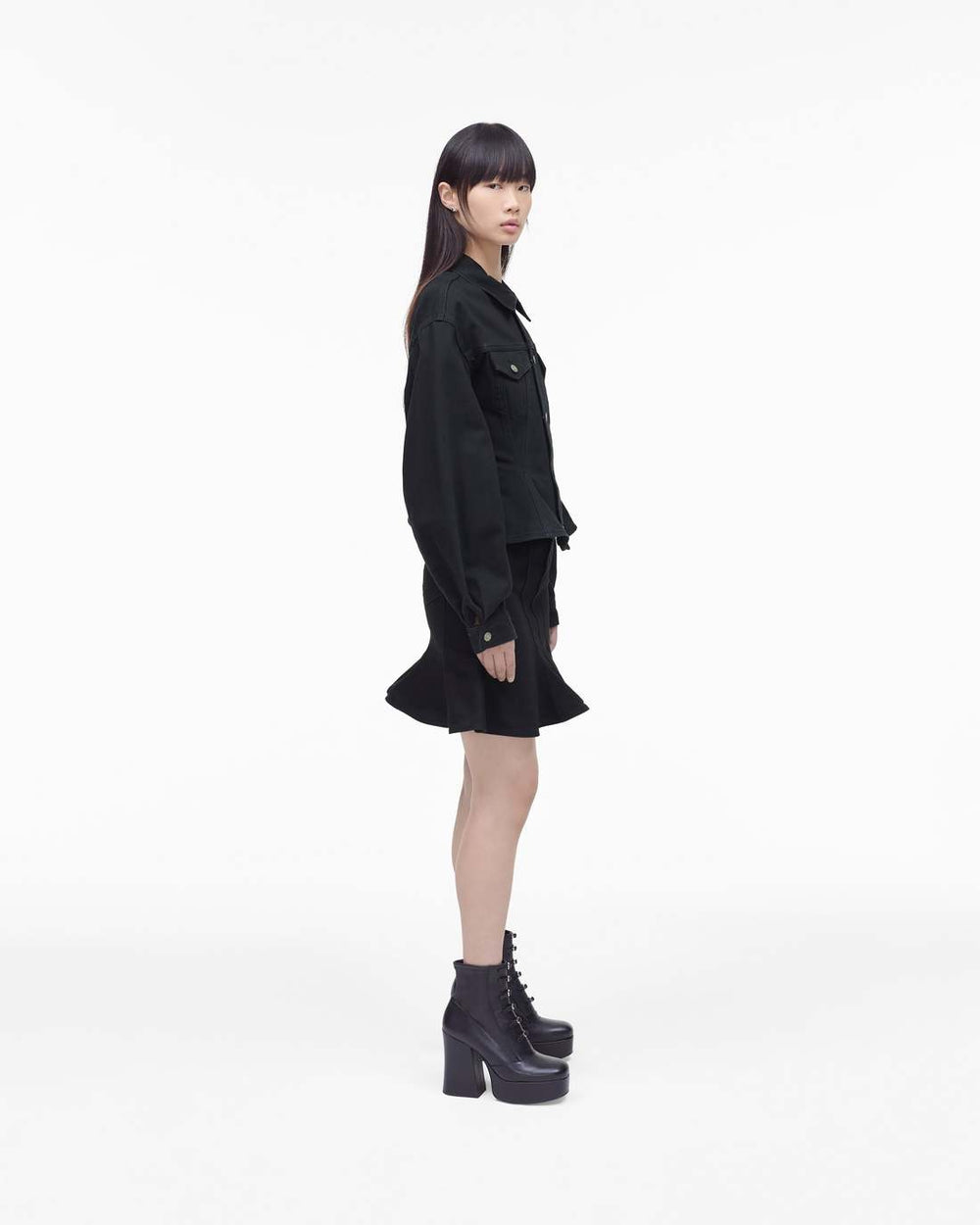The Fluted Denim Jacket Black - Marc Jacobs
