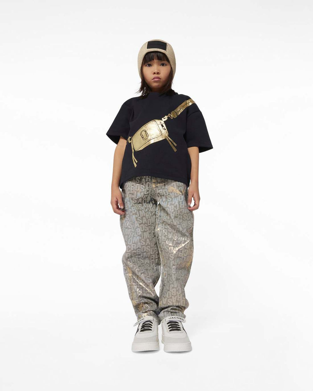 The Metallic Jumbled Logo Jeans Gold - Marc Jacobs