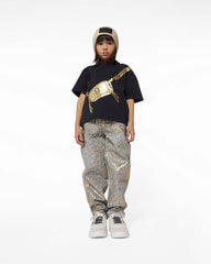 The Metallic Jumbled Logo Jeans Gold - Marc Jacobs